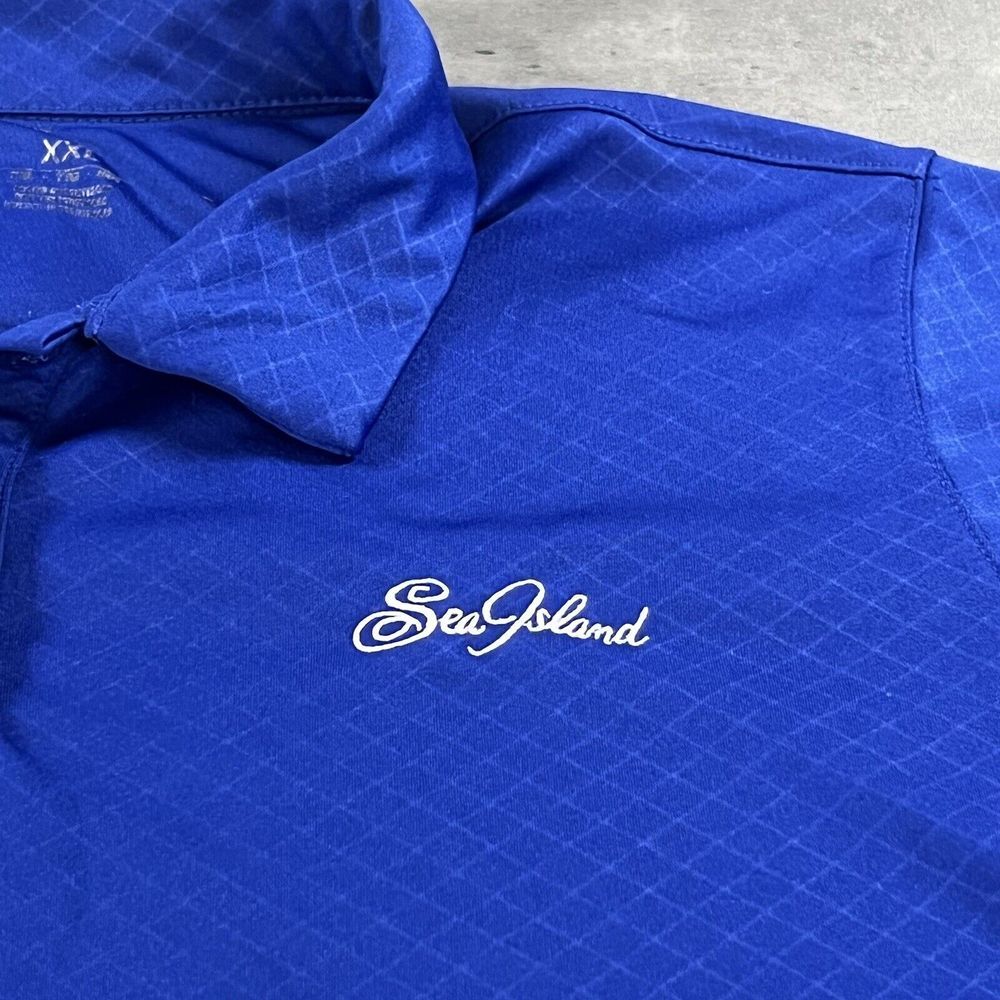 Sea Island Golf Polo Shirt Women 2XL XXL Blue Geometric Embroidered Logo Preppy